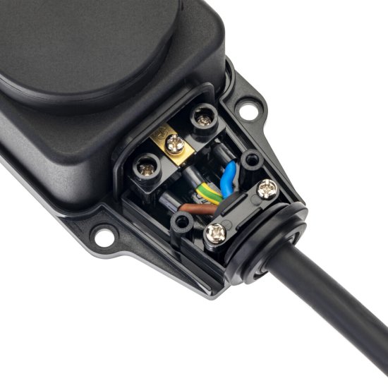 Розетка штепсельная Düwi четверная с заземлением IP44 настенная черная