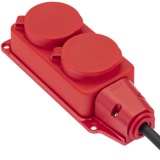 Розетка штепсельная Düwi двойная с заземлением IP44 настенная красная