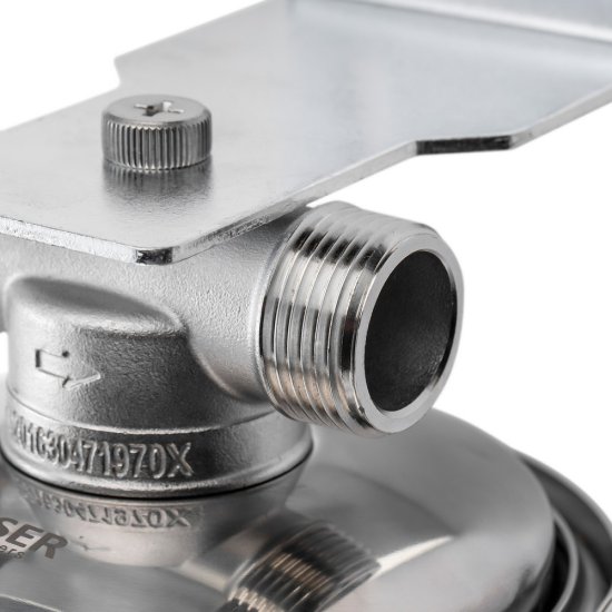 Корпус фильтра Гейзер Премьер для холодной и горячей воды нержавеющая сталь 20BB 1 НР(ш) х 1 НР(ш) серый