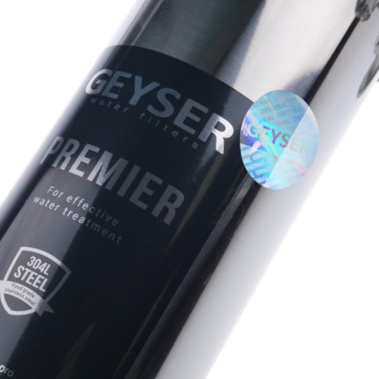 Корпус фильтра Гейзер Премьер для холодной и горячей воды нержавеющая сталь 20BB 1 НР(ш) х 1 НР(ш) серый