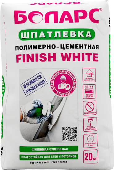 Шпаклевка полимерно-цементная Finish White 20 кг