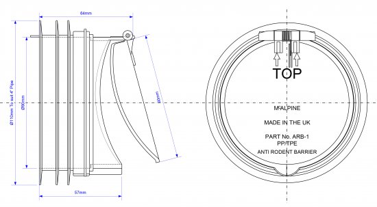 Манжета для фановой трубы McAlpine с обратным клапаном, 110 мм, цвет чёрный MRWC-ARB1