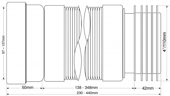 Труба фановая для унитаза McAlpine раздвижная 230-440 мм MRWC-F23R