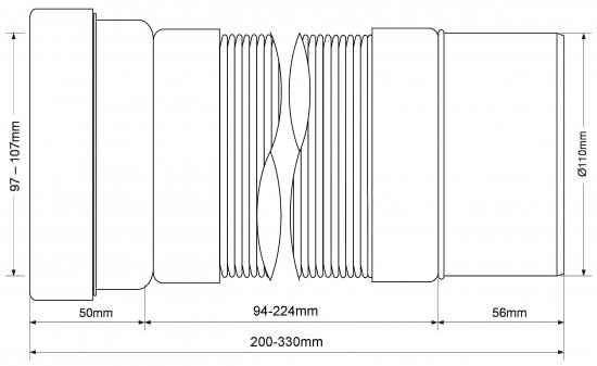 Труба фановая для унитаза McAlpine раздвижная 200-330 мм MRWC-F20P