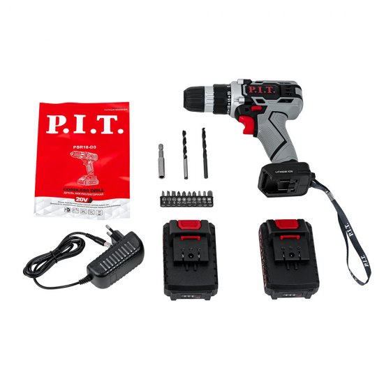 Дрель-шуруповерт аккумуляторная P.I.T. 20 В 1,5 Ач Li-Ion 2 АКБ и ЗУ (PSR18-D3)