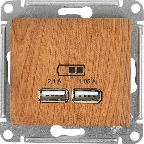 Розетка USB встраиваемая Systeme Electric Glossa цвет дуб
