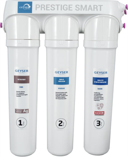 Система обратного осмоса Гейзер Престиж Смарт быстросъемный 3 ступени с минерализатором бак 12 л кран в комплекте
