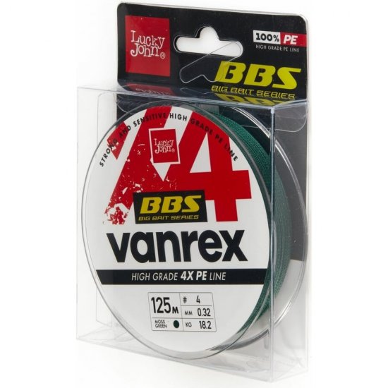 Плетеная леска Lucky John Vanrex BBS х4 BRAID Moss Green 125/032