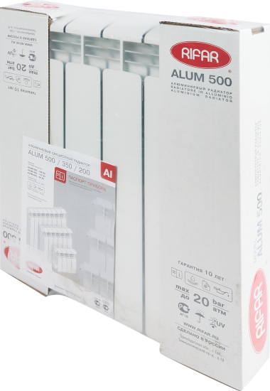 Радиатор секционный Rifar Alum RAL50006 500/90 6 секций боковое подключение алюминий белый