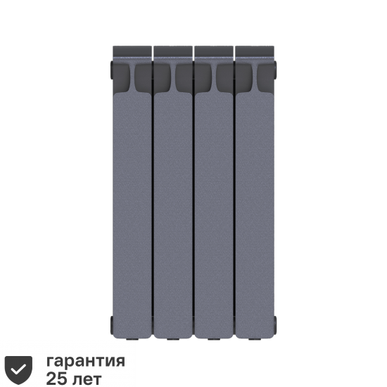 Радиатор секционный Rifar Monolit M50004RAL7012 500/100 4 секции боковое подключение биметалл серый
