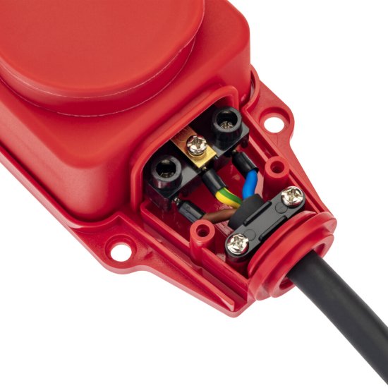 Розетка штепсельная Düwi четверная с заземлением IP44 настенная красная