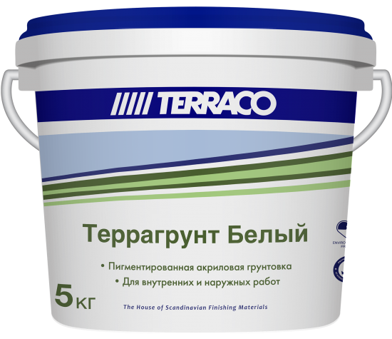 Грунтовка для внутренних и наружных работ Terraco Террагрунт белый 5 кг
