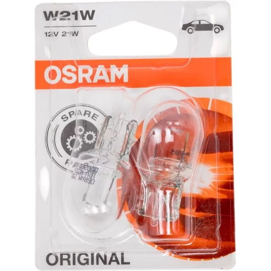 Автолампа Osram W21W W3*16d 12V /1/10/50