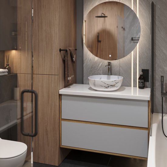 Столешница в ванную Scandi SC90-B 90x47 см, литьевой мрамор, цвет белый