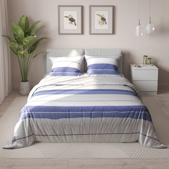 Комплект постельного белья Mona Liza Stripes полутораспальный Plus бязь синий