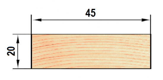 Рейка строганая 20x45x1000 мм хвоя сорт оптима ФГИС ЛК