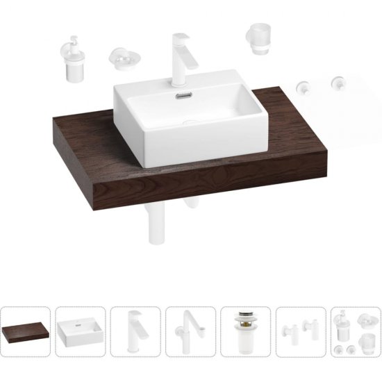 Комплект мебели для ванной комнаты с раковиной Wellsee Genuine Tree