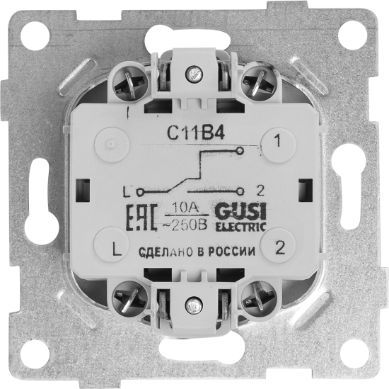 Переключатель проходной встраиваемый Gusi Electric 1 клавиша цвет серебро