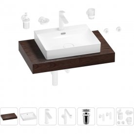 Комплект мебели для ванной комнаты с раковиной Wellsee Genuine Tree
