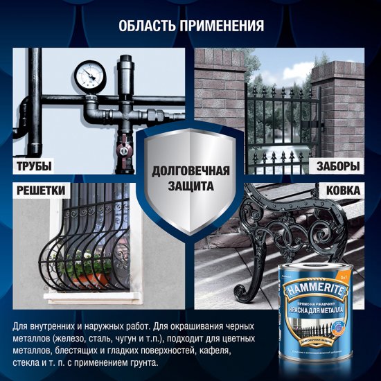 Грунт-эмаль по ржавчине 3в1 Hammerite темно-серая RAL 7016 гладкая глянцевая 0,75 л