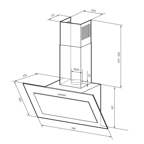 Кухонная вытяжка наклонная Lex Mio 60 см белая (CHTI000386)