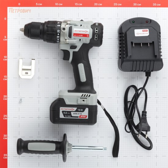 Дрель-шуруповерт ударная аккумуляторная Интерскол ДАУ-13/18В 80 18 В 4 Ач Li-Ion 1 АКБ и ЗУ (786.4.1.70)