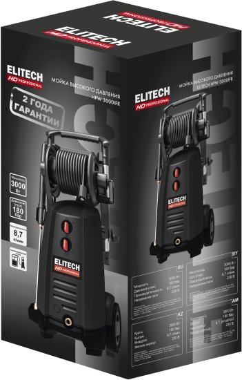 Мойка высокого давления Elitech HD HPW 3000IFR, 180 бар, 522 л/ч