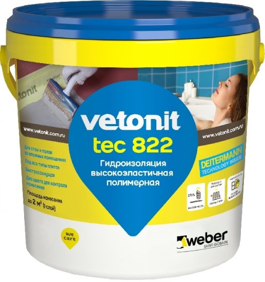 Мастика гидроизоляционная Vetonit Tec 822 цвет серый 1.2 кг