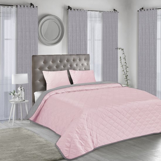 Покрывало двустороннее Melissa 200x220 см микрофибра стёганая цвет розово-серый