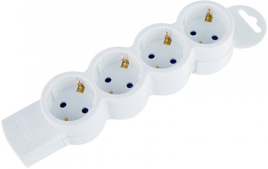 Колодка для удлинителя Duwi 4 розетки с заземлением 3680 Вт цвет белый