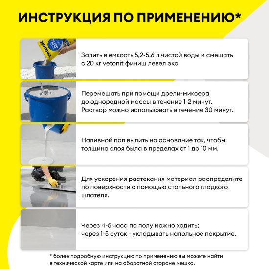 Наливной финишный пол Vetonit Финиш Левел Эко 20 кг