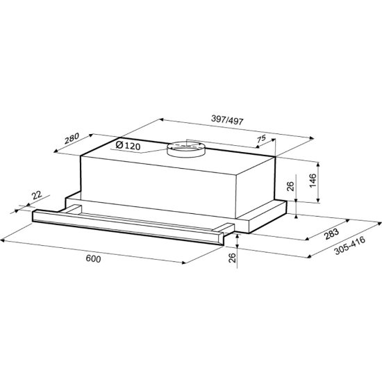 Кухонная вытяжка встраиваемая Krona Slim60ix МВ 60 см нержавеющая сталь