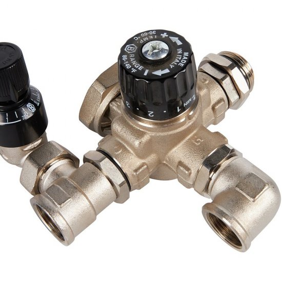 Насосно-смесительный узел Stout для теплого пола с термостатическим клапаном без насоса (SDG-0120-002000)