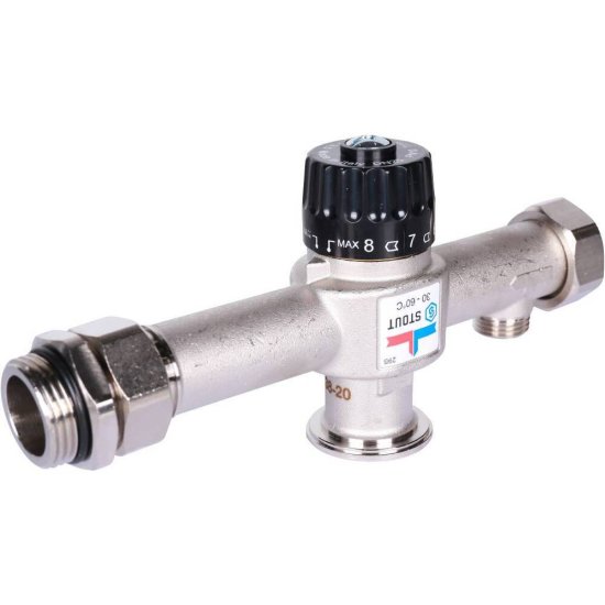 Насосно-смесительный узел Stout для теплого пола с термостатическим клапаном без насоса (SDG-0120-007000)