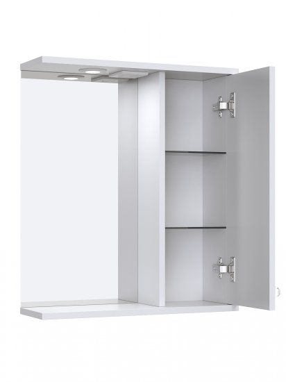 Шкаф зеркальный подвесной Роллс с подсветкой 55x72 см цвет белый