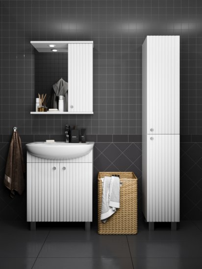 Шкаф зеркальный подвесной Роллс с подсветкой 55x72 см цвет белый