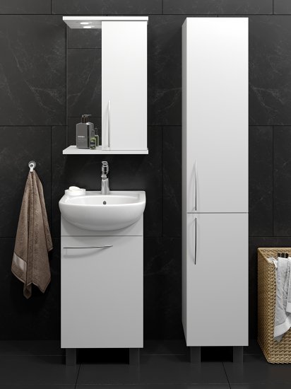 Шкаф зеркальный подвесной Краков с подсветкой 45x72 см цвет белый