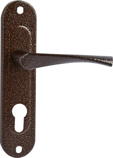 Замок врезной с дверными ручками на планке Зенит ЗВ4-60/07 медь