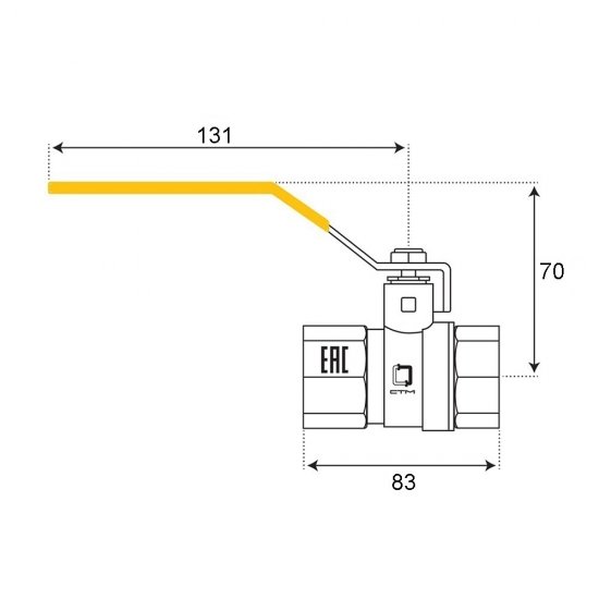 Кран шаровой газовый СТМ 1 1/2 ВР(г) х 1 1/2 ВР(г) ручка (CGFFH112)
