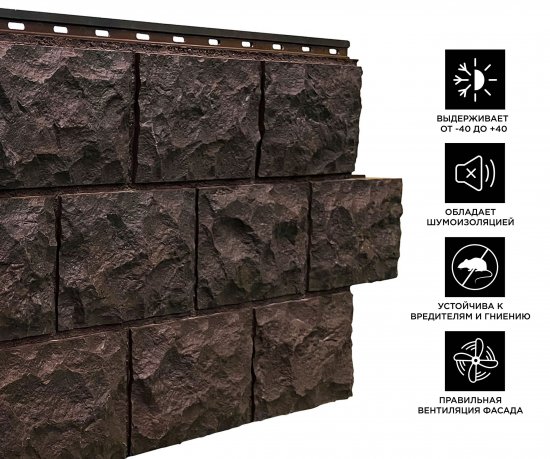 Панель фасадная полипропилен 472x1137 мм цвет темно-коричневый