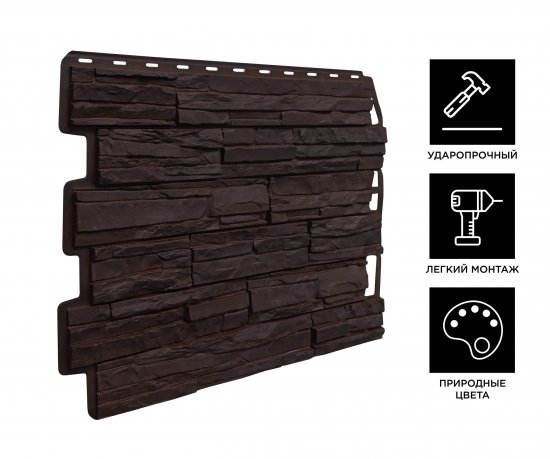 Панель фасадная полипропилен Fineber Скол 595x795 мм цвет темно-коричневый