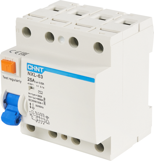 УЗО CHINT NXB-63S 4P 25 A 30 мА 6 кА AC