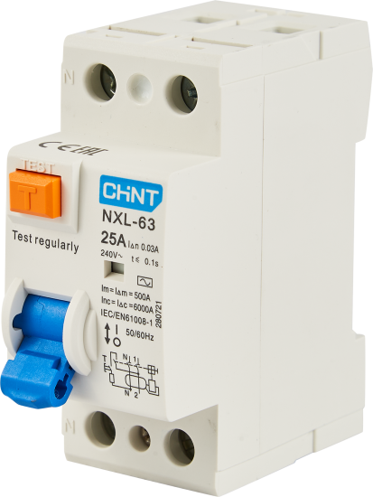 УЗО CHINT NXB-63S 2P 25 A 30 мА 6 кА AC