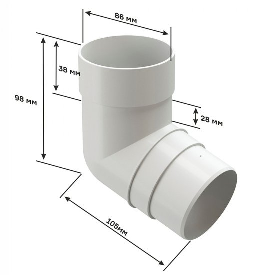 Колено трубы Docke Premium пластиковое d85 мм 72° пломбир RAL 9003