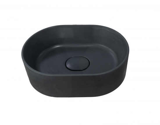 Раковина Mira Oval SM накладная 35 см литьевой мрамор цвет графит матовый