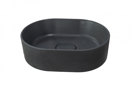 Раковина Mira Oval SM накладная 35 см литьевой мрамор цвет графит матовый