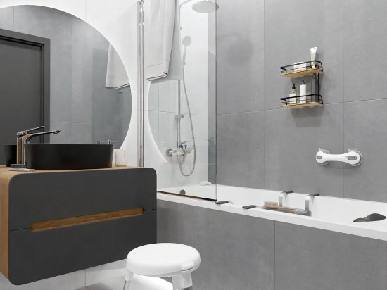 Раковина Mira Oval SM накладная 35 см литьевой мрамор цвет графит матовый