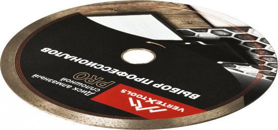 Диск алмазный по керамограниту Vertextools 10-180-16 сплошной 180x25.4/22.2x1.6 мм