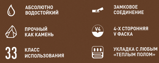 SPC плитка Дуб Роанн 33 класс 4 фаски толщина 4 мм 2.574 м²