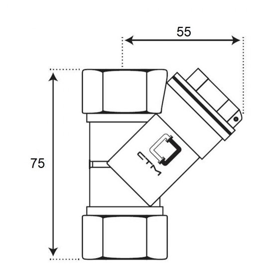 Фильтр косой CTM с заглушкой 1 ВР(г) х 1 ВР(г) (CBYF0001)